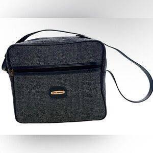 Vintage Fifth Avenue Tweed Travel Shoulder Bag | Blue Luggage Style Weekender